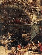 MARIESCHI, Michele The Rialto Bridge in Venice (detail) ag oil painting on canvas